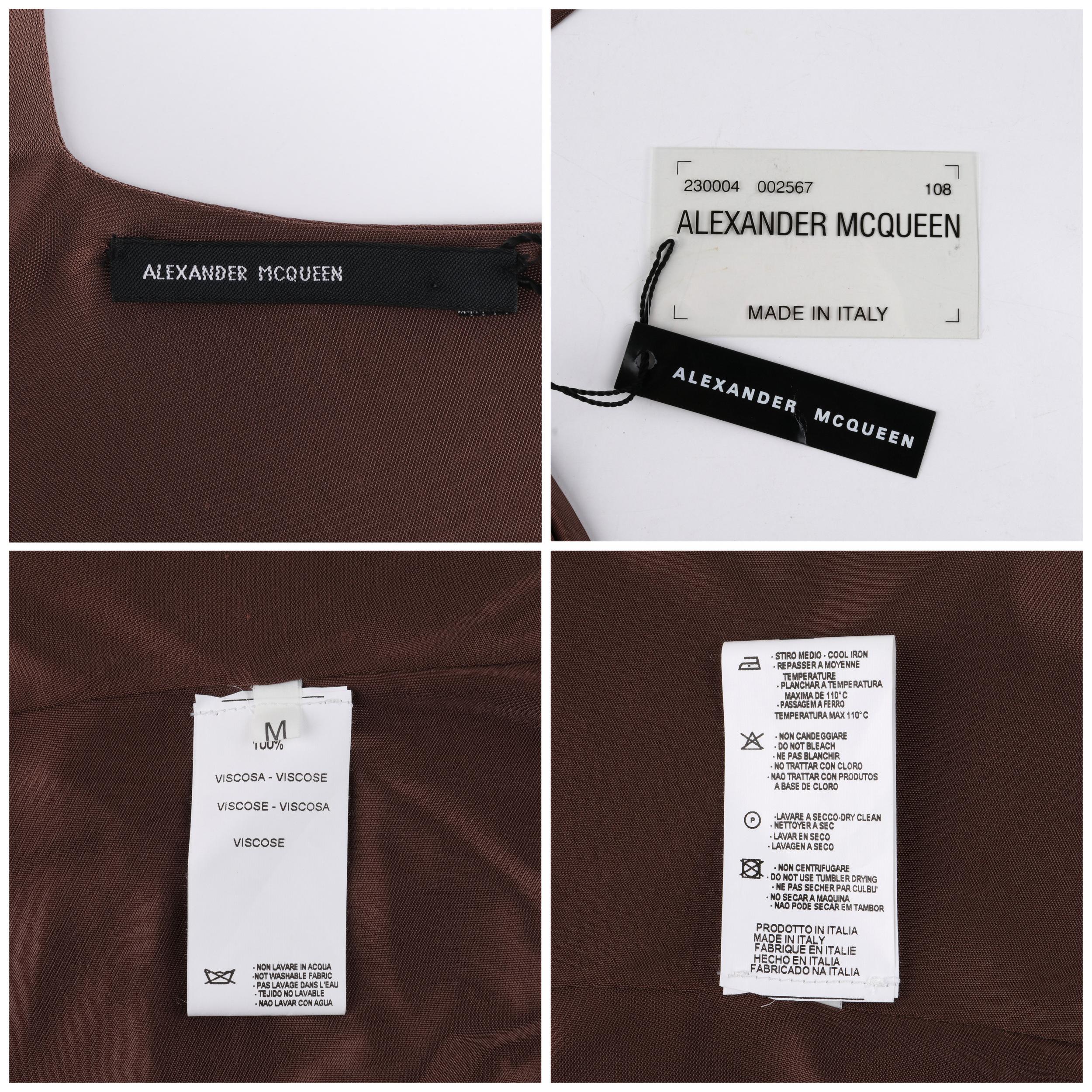 ALEXANDER McQUEEN S/S 1996 Brown Plunging Keyhole Neck Bodycon Midi Dress For Sale 2