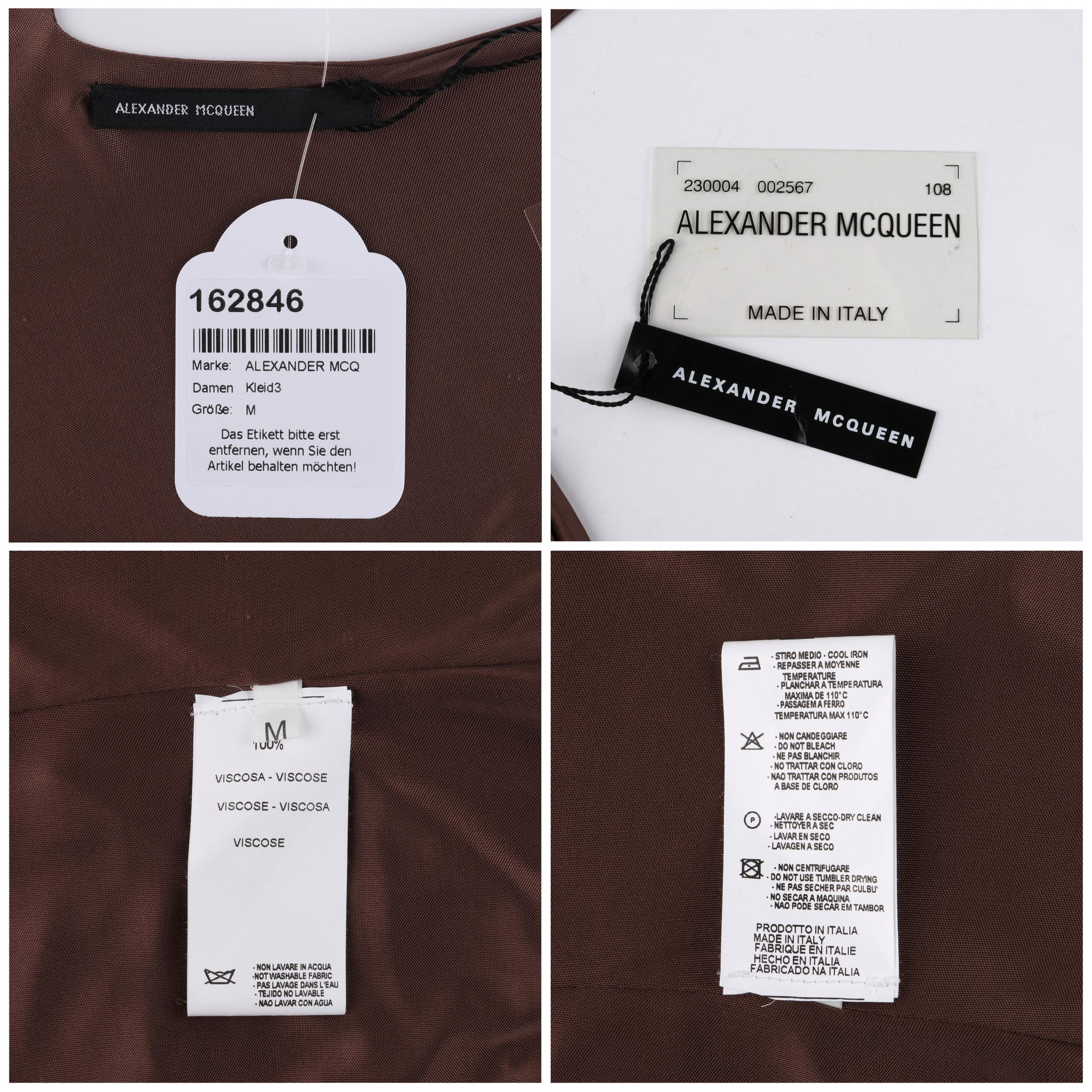 ALEXANDER McQUEEN S/S 1996 Brown Plunging Keyhole Neck Bodycon Midi Dress For Sale 3