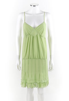 ALEXANDER MCQUEEN S/S 1996 Chartreuse Ruffled Tiered V-neck Pleated Sundress