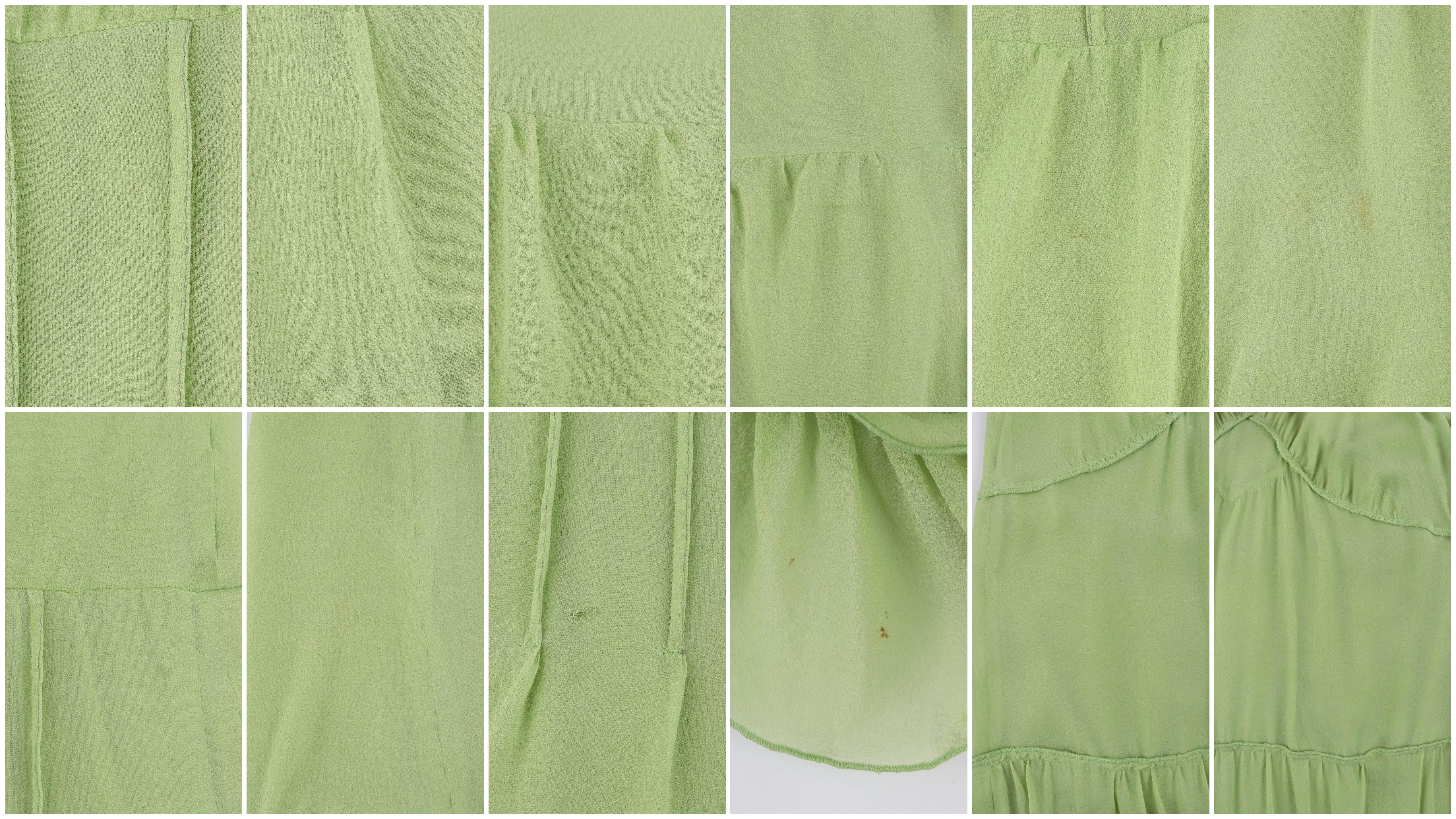 ALEXANDER MCQUEEN F/S 1996 Chartreuse gerafftes, gestuftes, plissiertes Sonnenkleid mit V-Ausschnitt  im Angebot 5