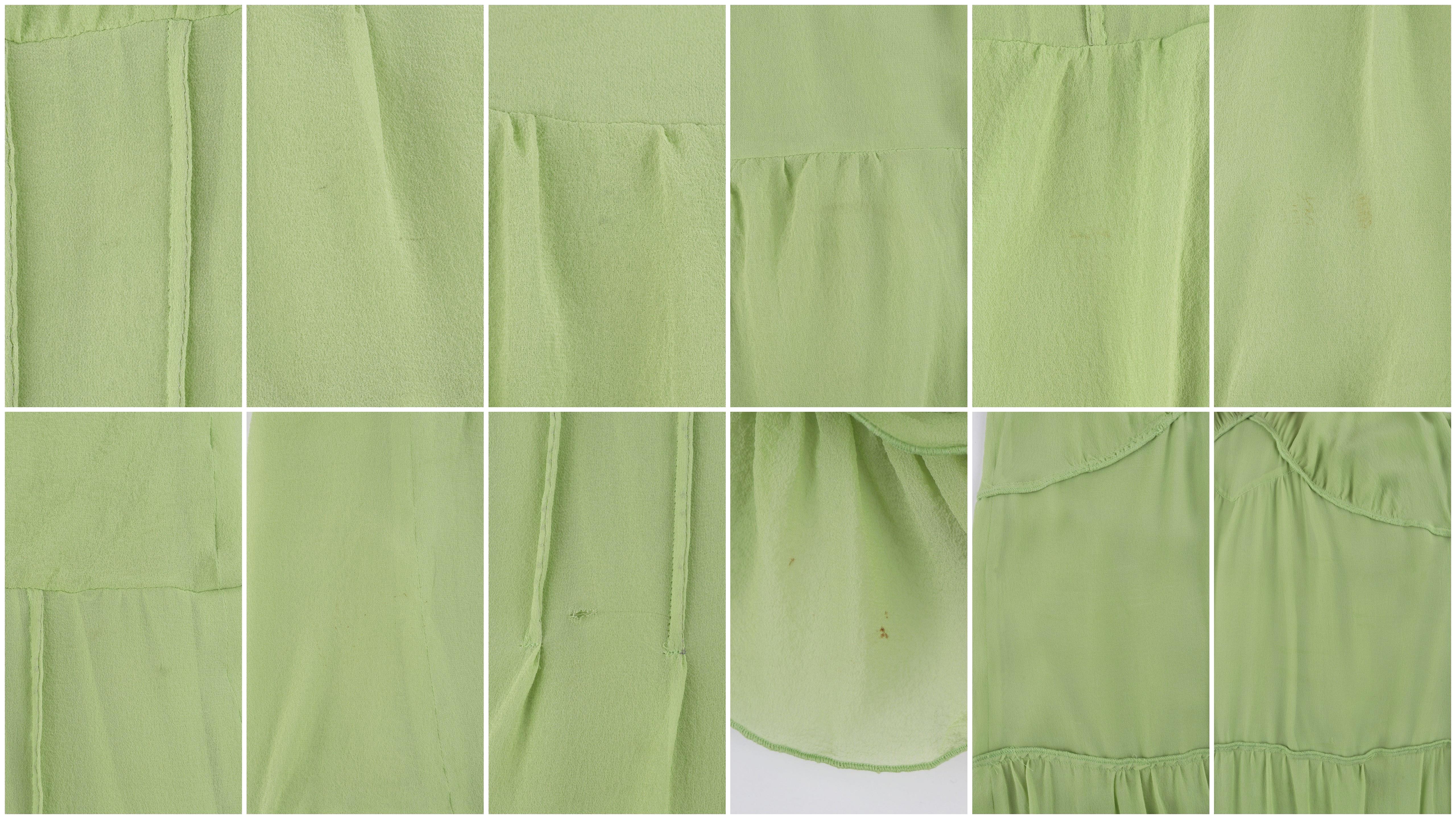 ALEXANDER MCQUEEN S/S 1996 Chartreuse Ruffled Tiered V-neck Pleated Sundress For Sale 4