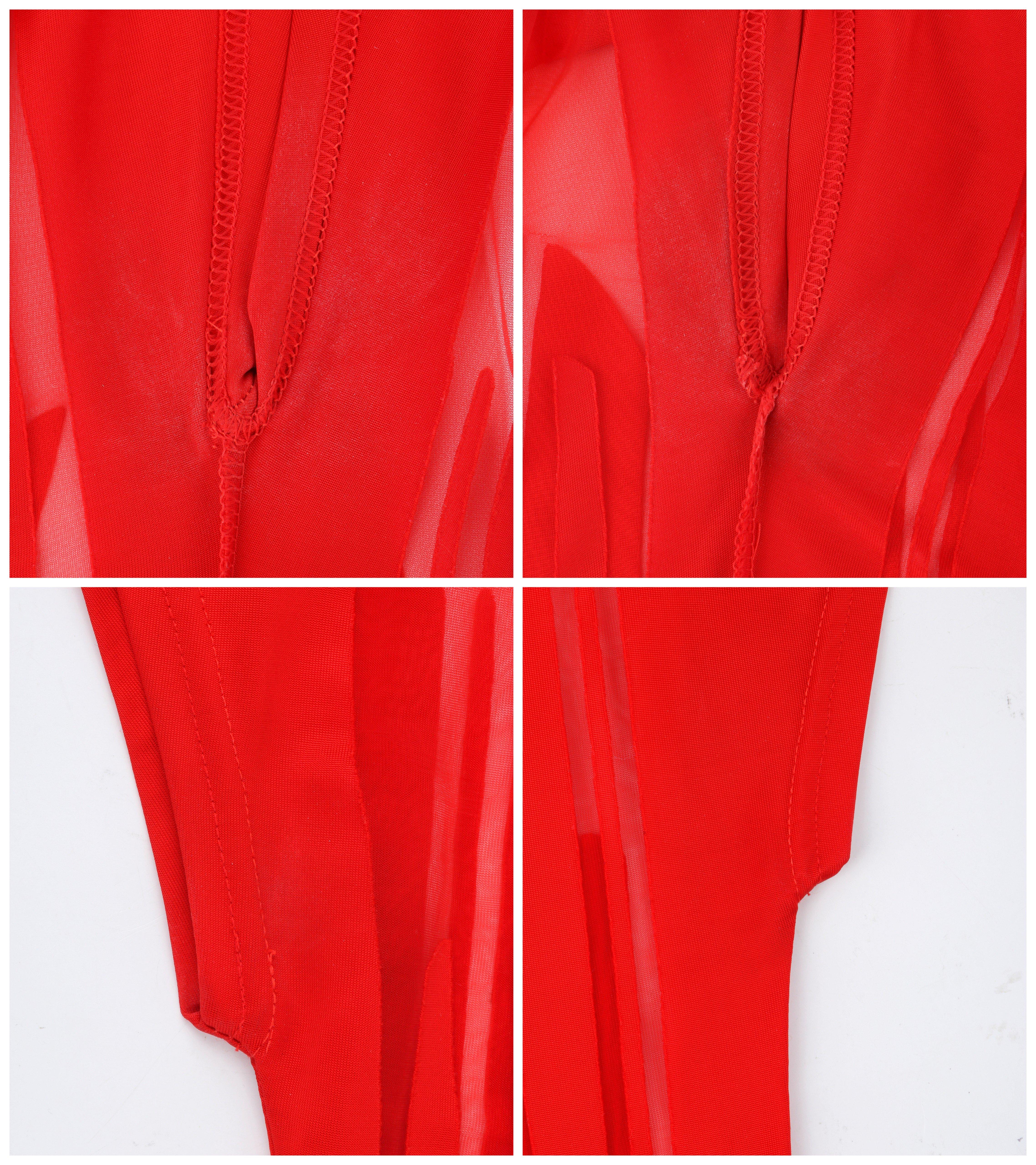 ALEXANDER McQUEEN S/S 1996 Red Semi Sheer Mesh Short Sleeve Shell Top For Sale 6