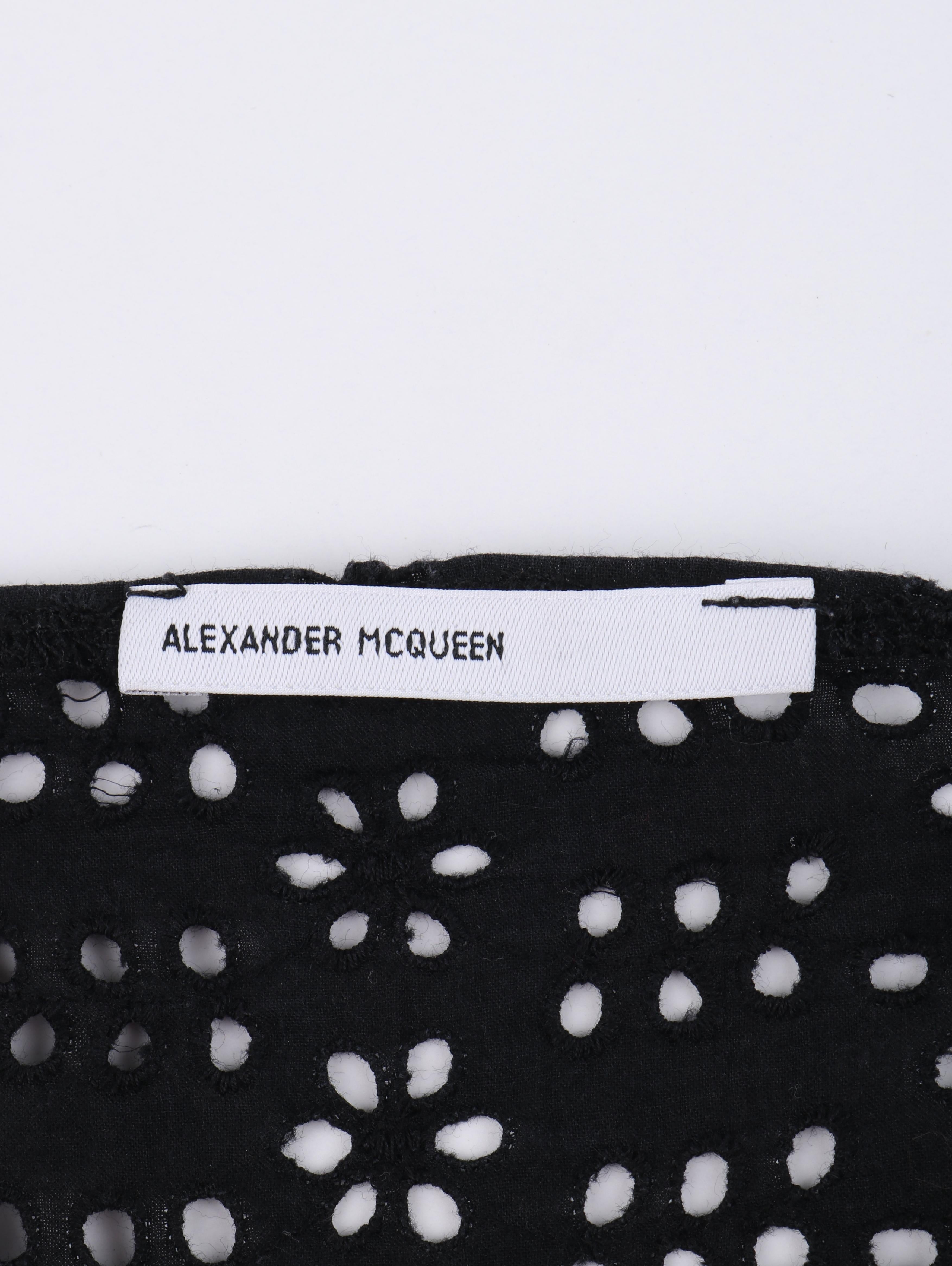 ALEXANDER McQUEEN S/S 1996 “The Hunger” Black Eyelet Leopard Chiffon Blouse Top For Sale 3
