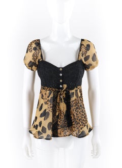 ALEXANDER McQUEEN S/S 1996 “The Hunger” Black Eyelet Leopard Chiffon Blouse Top
