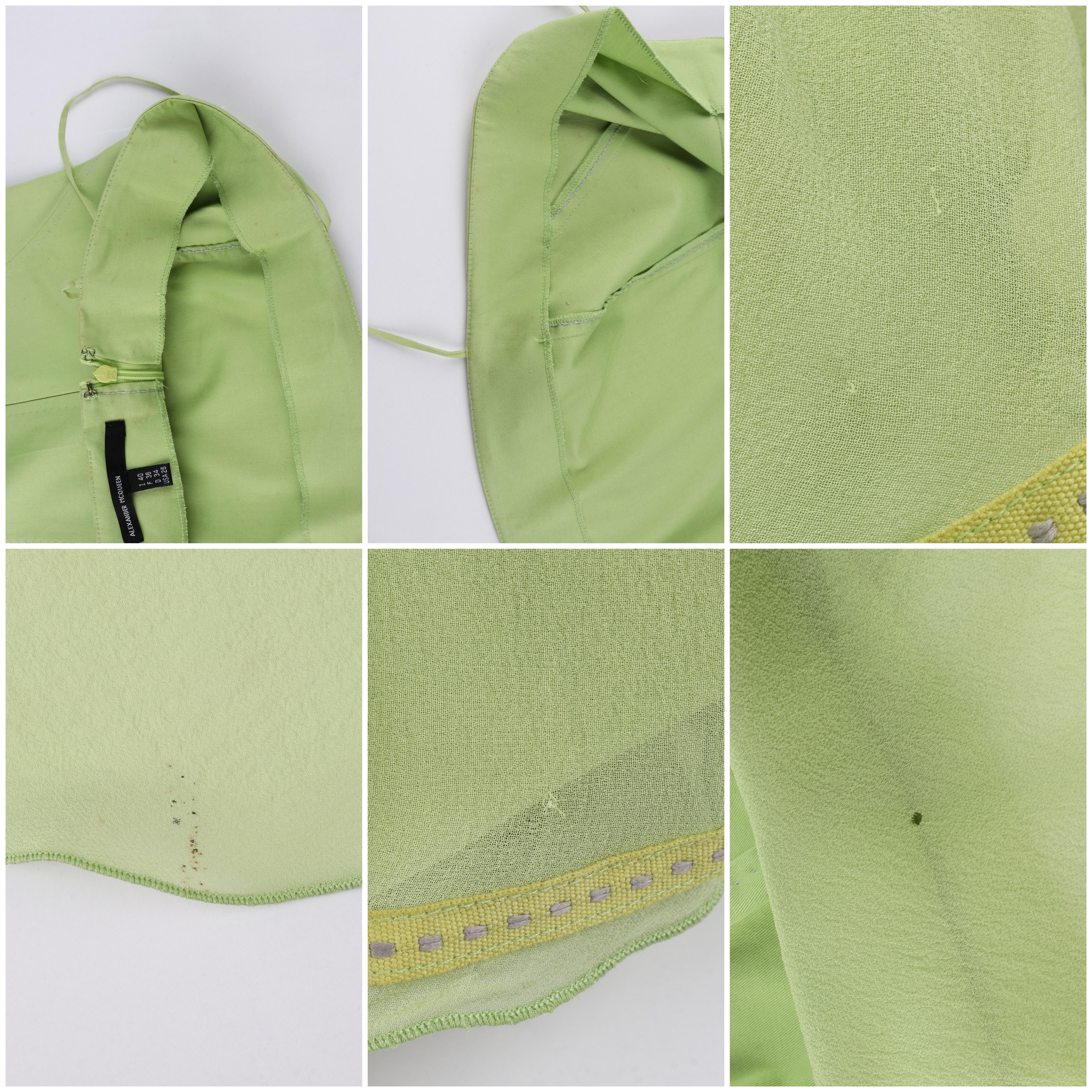 ALEXANDER McQUEEN S/S 1996 “The Hunger” Green Asymmetric Strapless Ruffle Dress For Sale 3