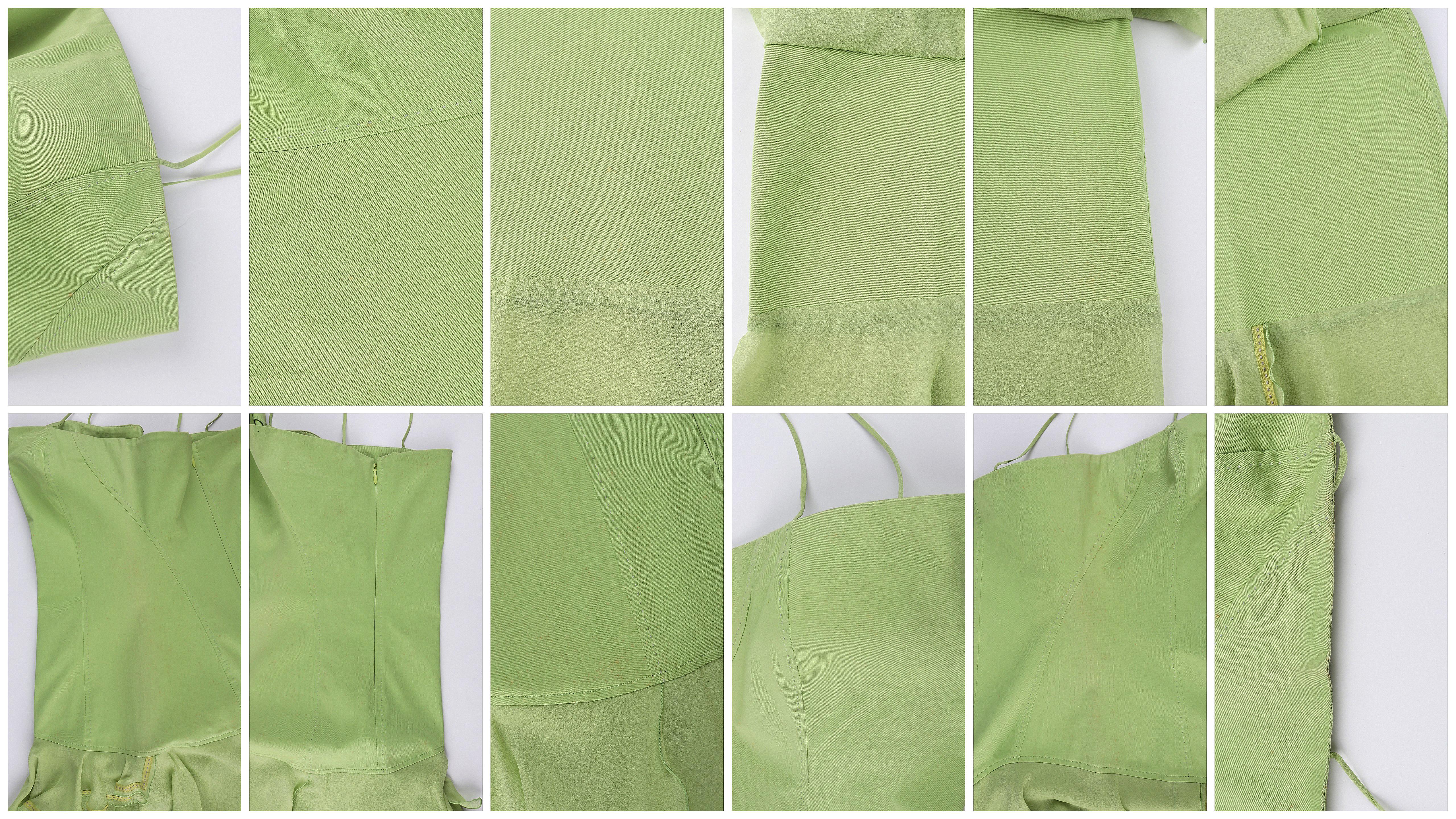 ALEXANDER McQUEEN S/S 1996 “The Hunger” Green Asymmetric Strapless Ruffle Dress For Sale 2