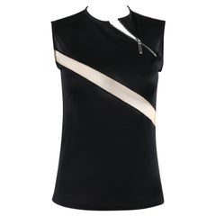 ALEXANDER McQUEEN S/S 1997 “La Poupée” Black Tan Asymmetric Mesh Zipper Tank Top