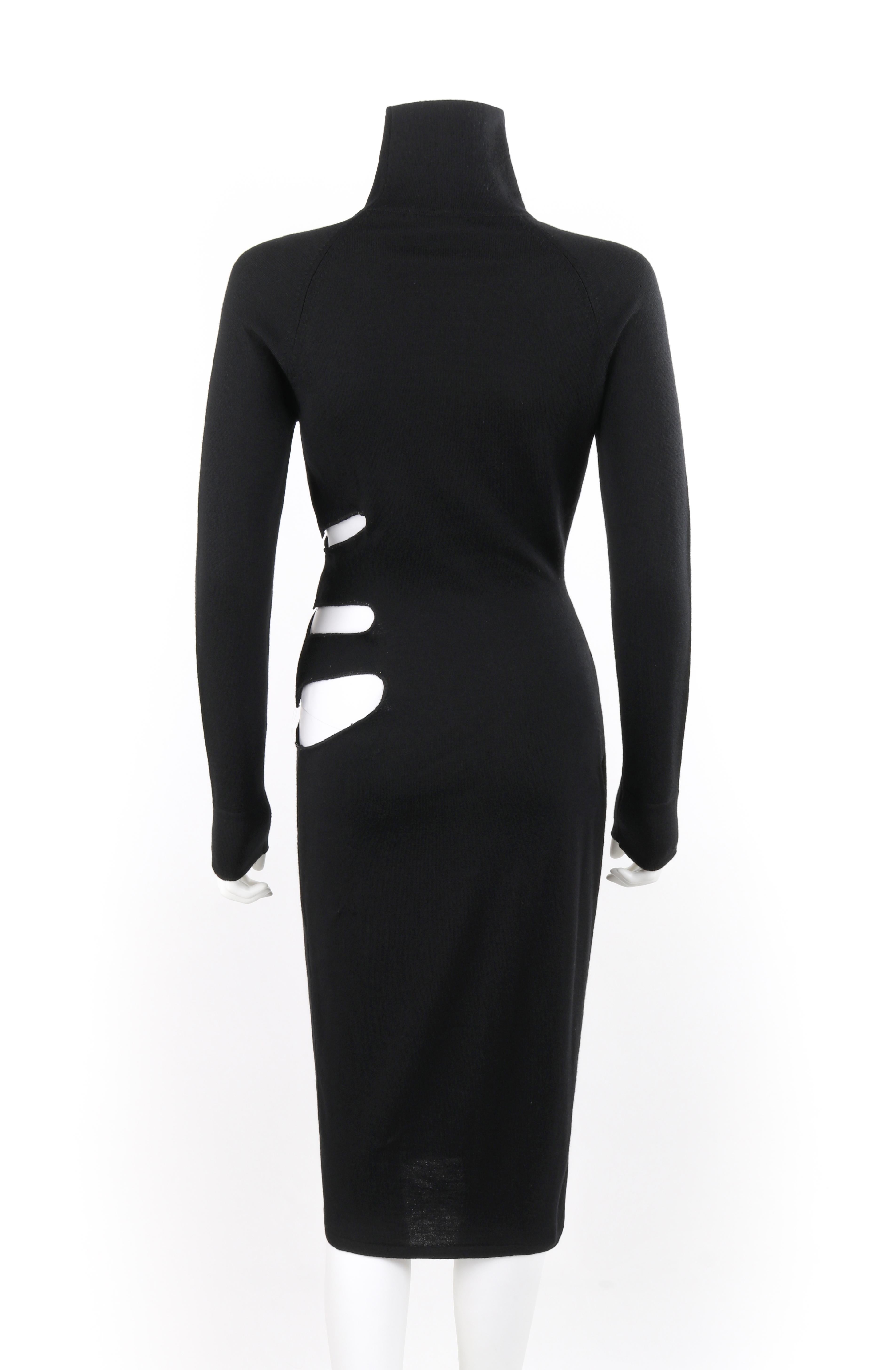 ALEXANDER McQUEEN S/S 1997 “La Poupée” Black Wool Illusion Cutout Cocktail Dress For Sale 1