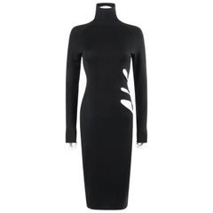Alexander McQueen - Vestito da cocktail in lana nera con ritaglio illusorio - P/E 1997 "La Poupée