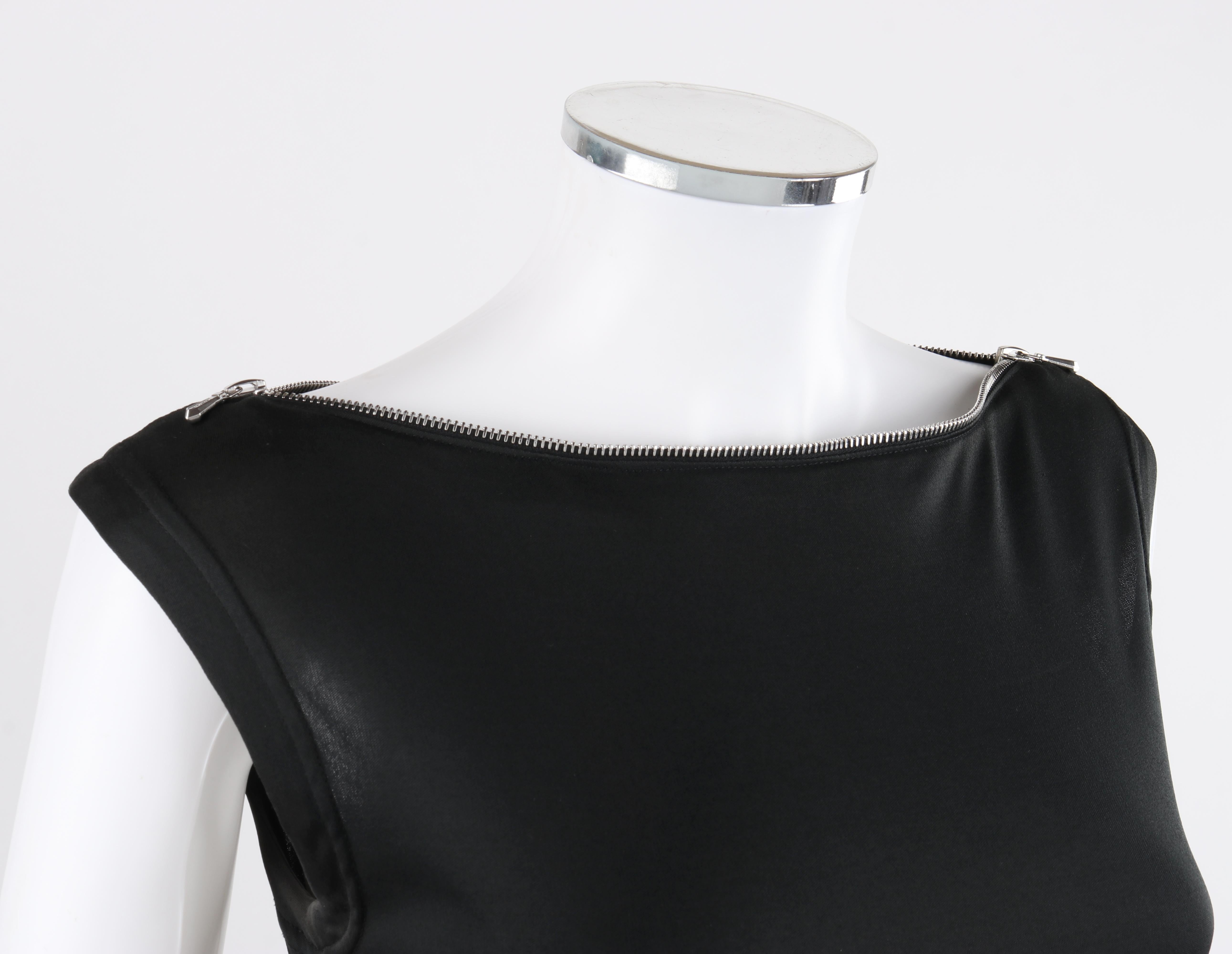 Women's ALEXANDER McQUEEN S/S 1997 “La Poupée” Black Zipper Neck Extended Shoulder Shirt For Sale