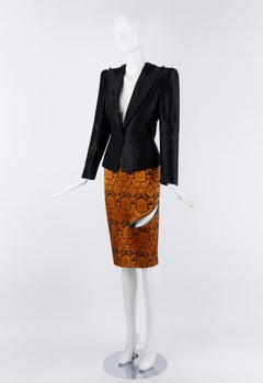 Alexander McQueen S/S 1997 "La Poupée" Mesh Plunge Back Jacket & Zip Skirt Suit