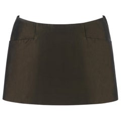ALEXANDER McQUEEN S/S 1997 “La Poupee” Metallic Green Micro-Mini "Bumster" Skirt