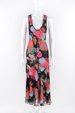 ALEXANDER McQUEEN S/S 1997 "La Poupee" Multicolor Floral Sleeveless V-Neck Dress