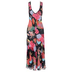 ALEXANDER McQUEEN S/S 1997 "La Poupee" Multicolor Floral Sleeveless V-Neck Dress