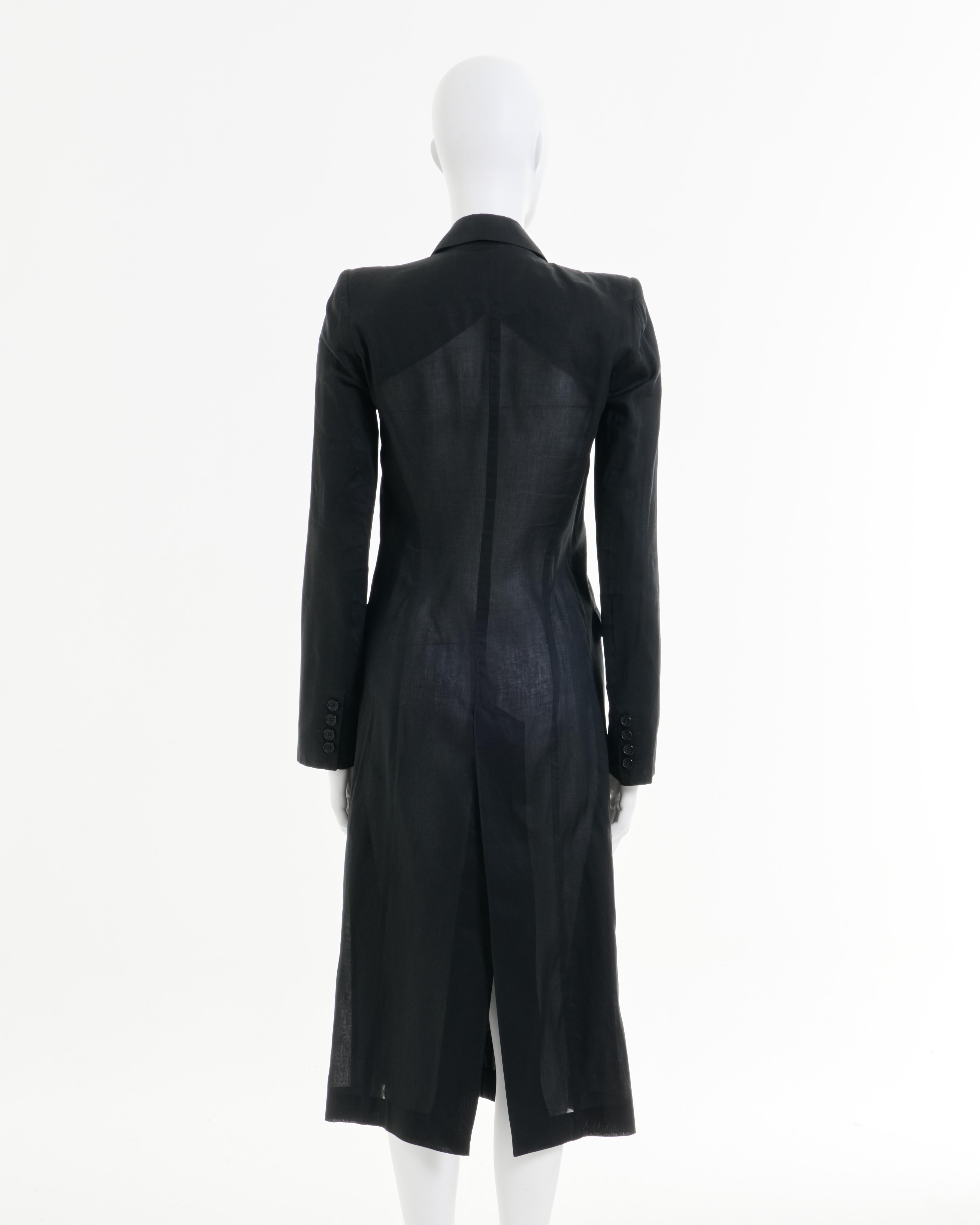 - Sold by SkofArchive
- Alexander McQueen black cotton embroidery coat 
- Designed by Alexander McQueen 
- Spring-Summer 1998 ‘Golden Shower’ 
- Embroidered with flowers stitches motifs
- Fitted to the body 
- Double breasted 
- Padded shoulders 
-