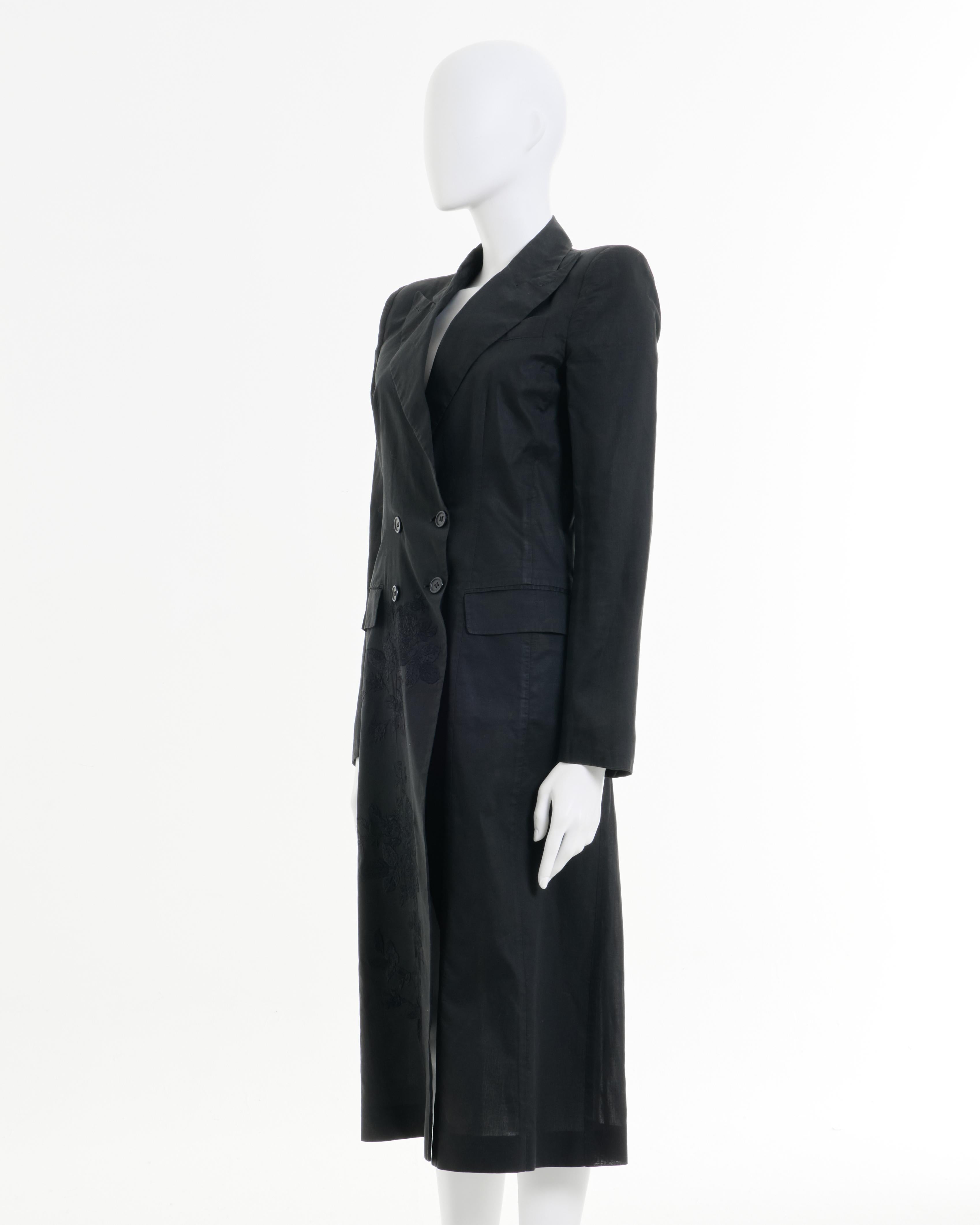 Women's Alexander McQueen S/S 1998 ‘Golden Shower’ Black cotton embroidery coat