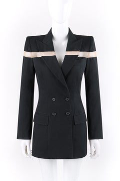 ALEXANDER McQUEEN S/S 1998 “Golden Shower” Black Mesh Stripe Blazer Mini Dress