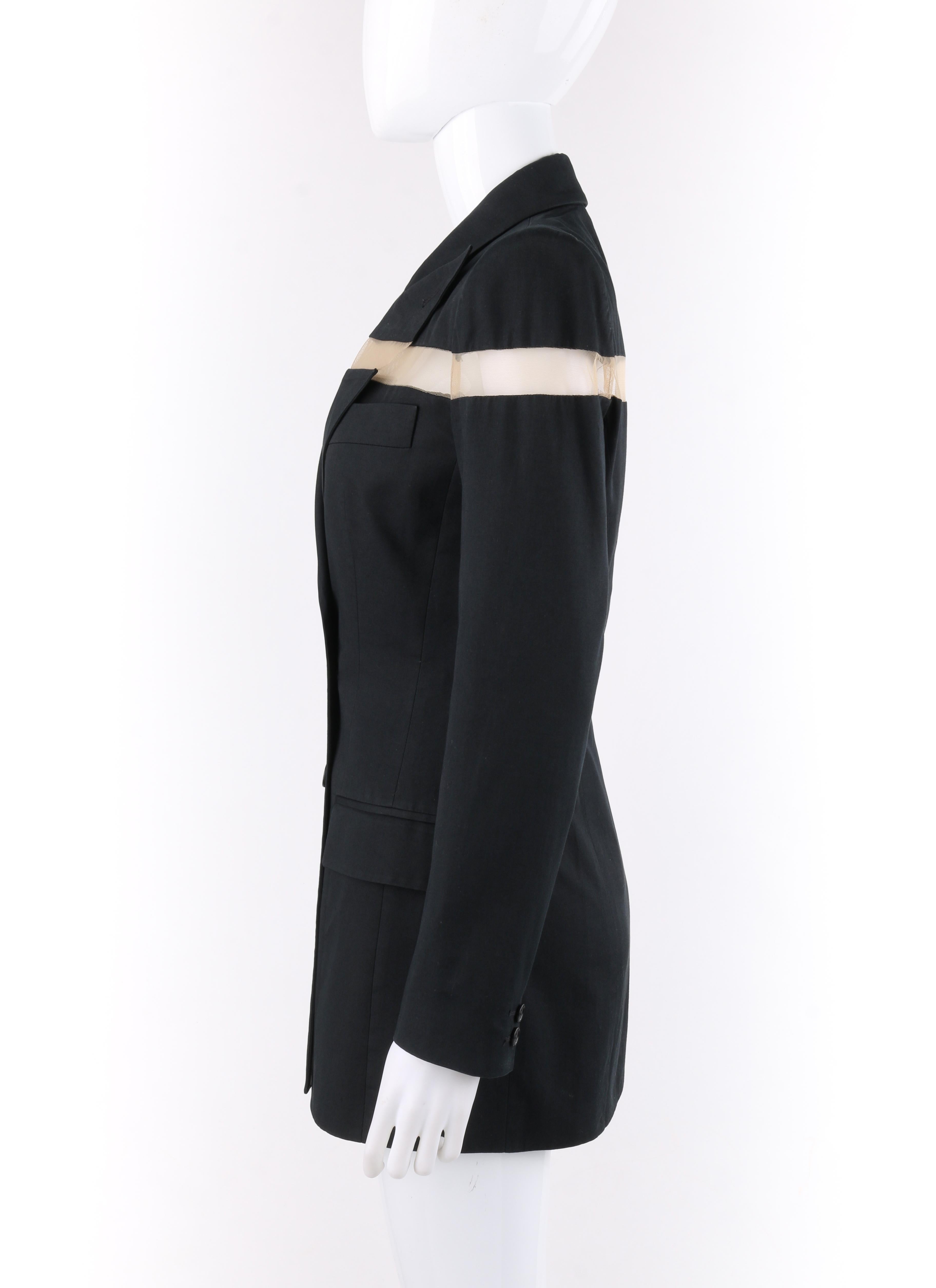 ALEXANDER McQUEEN S/S 1998 “Golden Shower” Black Mesh Stripe Blazer Mini Dress In Good Condition In Thiensville, WI