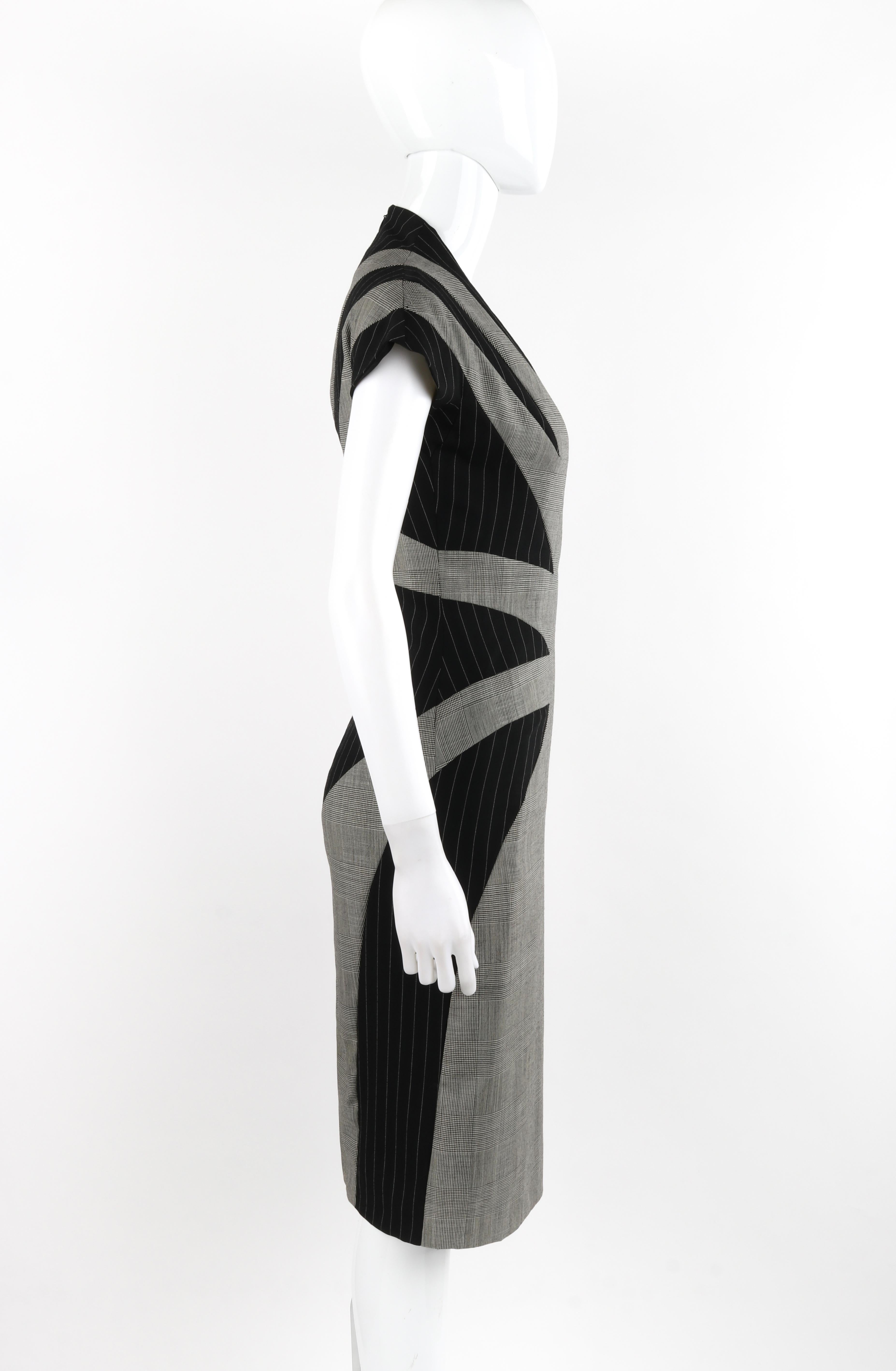Women's ALEXANDER McQUEEN S/S 1998 “Golden Shower” Gray Black Plunge Neck Sheath Dress For Sale