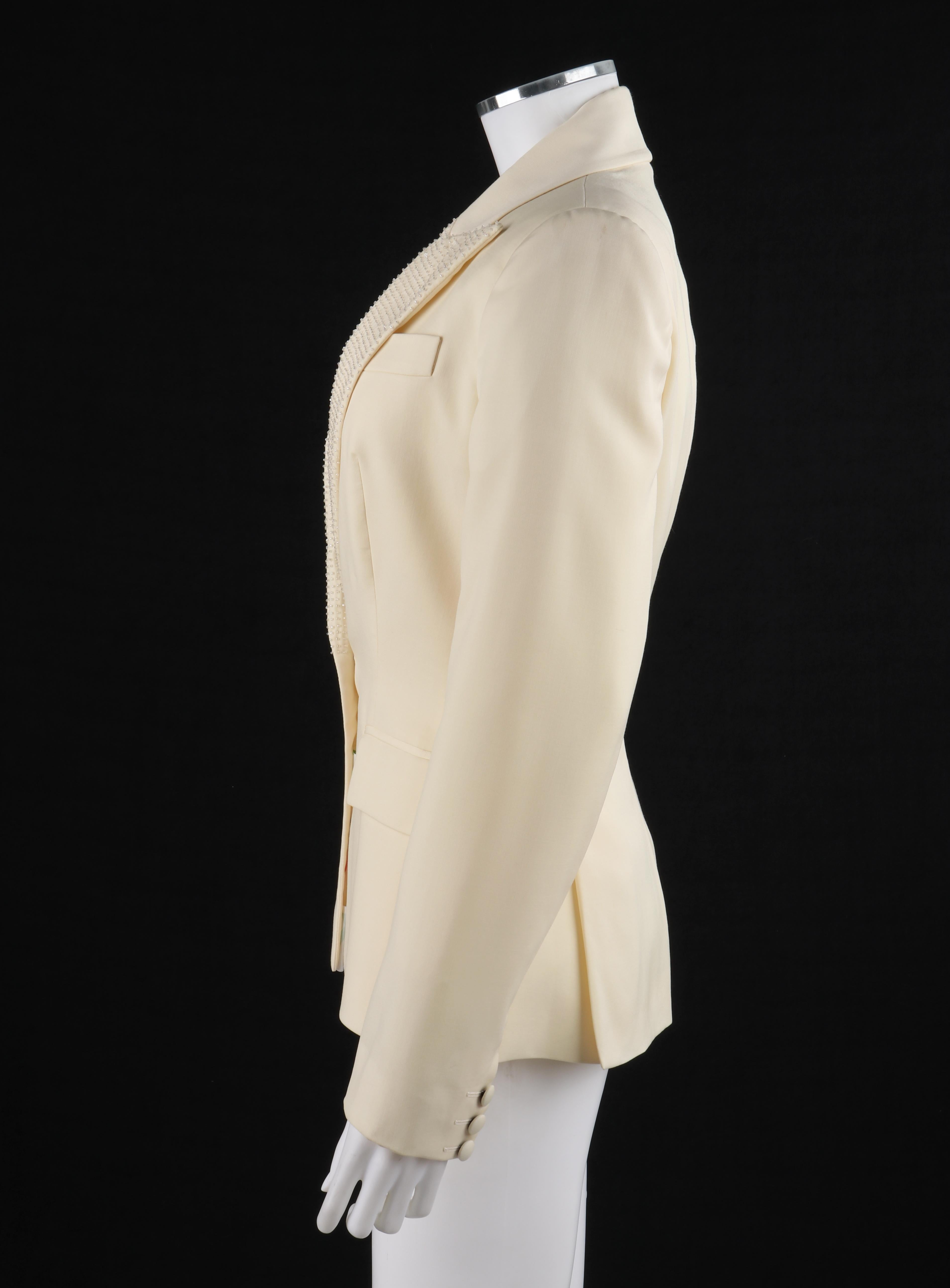 Beige ALEXANDER McQUEEN S/S 1998 “Golden Shower” Light Yellow Beaded Blazer Jacket For Sale