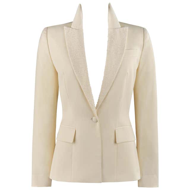 Chanel Classic White Wool Tweed Mandarin Collar Jacket at 1stDibs ...