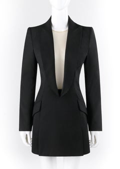 ALEXANDER McQUEEN S/S 1998 “Golden Shower” Plunge Neck Micro Mini Tuxedo Dress