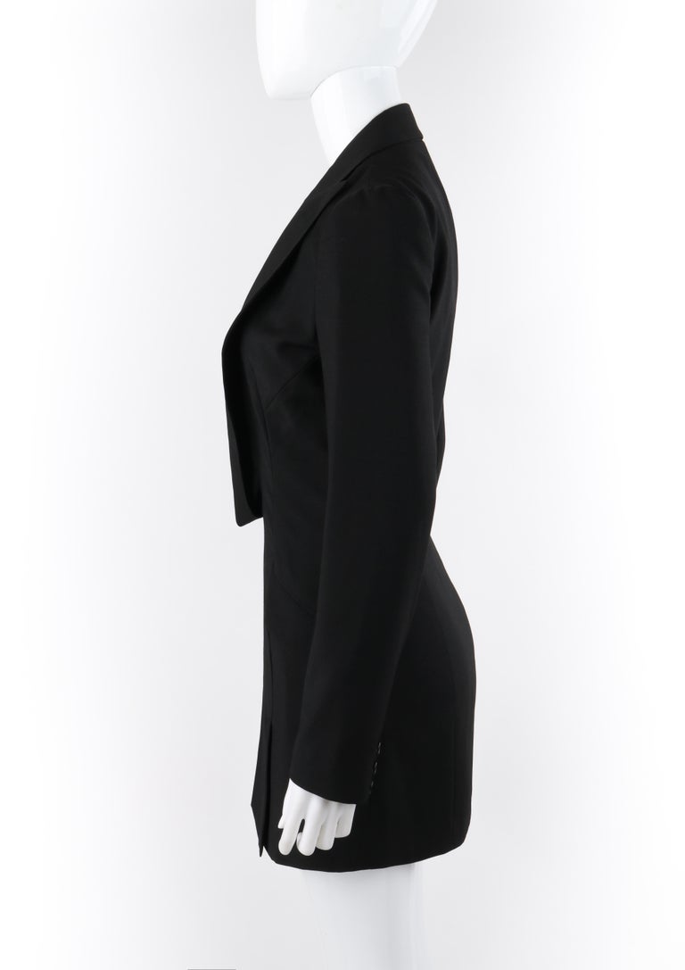 alexander mcqueen tuxedo mini dress McQ Alexander McQueen Tuxedo Wool-Blend Halter Dress in Navy