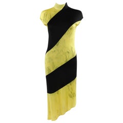 ALEXANDER McQUEEN S/S 1998 "Golden Shower" Striped Asymmetric Sheath Dress