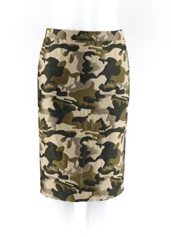 ALEXANDER McQUEEN S/S 1998 Green Camouflage Knee Length Pencil Skirt