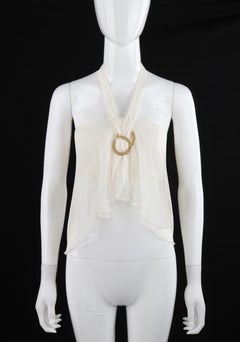 ALEXANDER McQUEEN S/S 1998 White Silk Chiffon Gold Hardware Halter Tank Top NWT