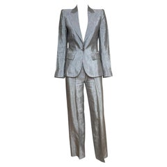 Alexander McQueen S/S 1999 Iridescent Grey Wool/SIlk Suit