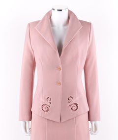 ALEXANDER McQUEEN S/S 1999 "No. 13" 2 Pc Pink Cut Work Blazer Skirt Suit Set