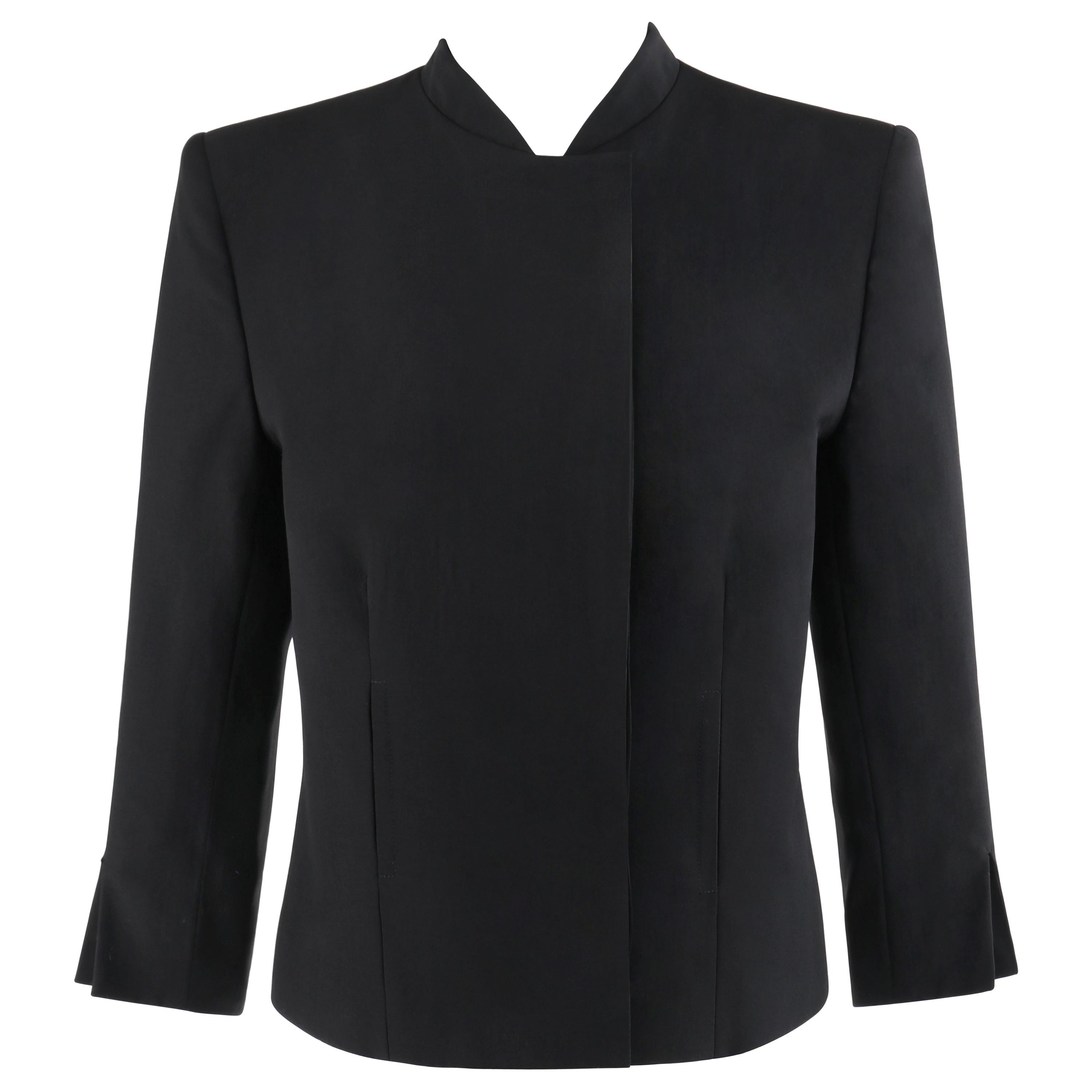 ALEXANDER McQUEEN S/S 1999 “No. 13” Black Extended Shoulder Blazer Jacket Sz 40 For Sale