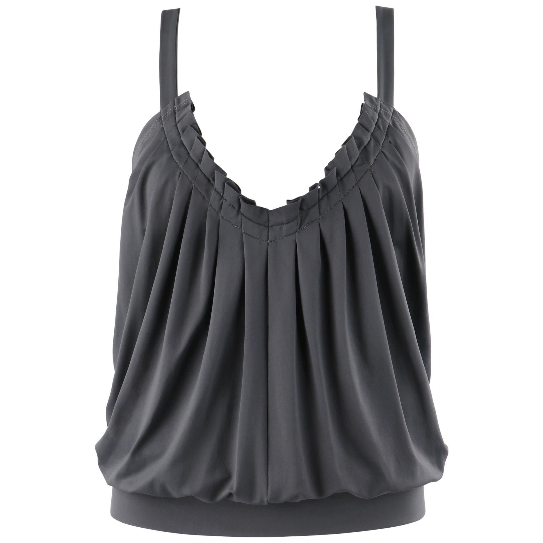 Alexander McQueen - P/E 1999 "No. 13" - Top grigio a pieghe con tracolla a catena aperto sul retro