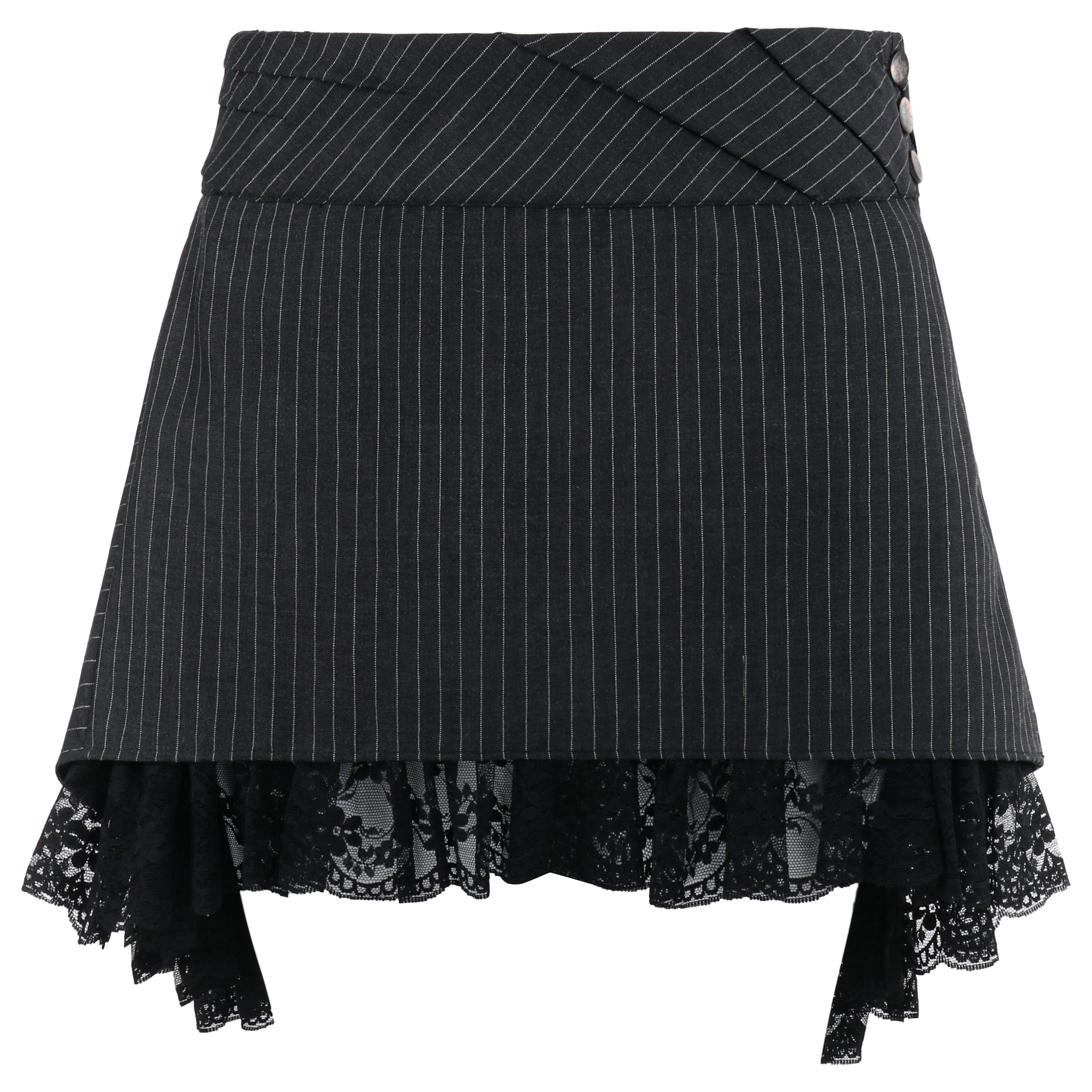ALEXANDER McQUEEN Frühjahr/Sommer 1999 „No.13“ Minirock mit Nadelstreifen und Falten