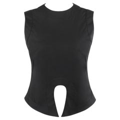 ALEXANDER McQUEEN S/S 2000 "Ojo" Camiseta de tirantes negra con recorte en arco, ajustada y acampanada