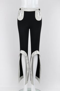 ALEXANDER McQUEEN S/S 2000 "Eye" Black Silver Cutout Peek-A-Boo Flare Trousers