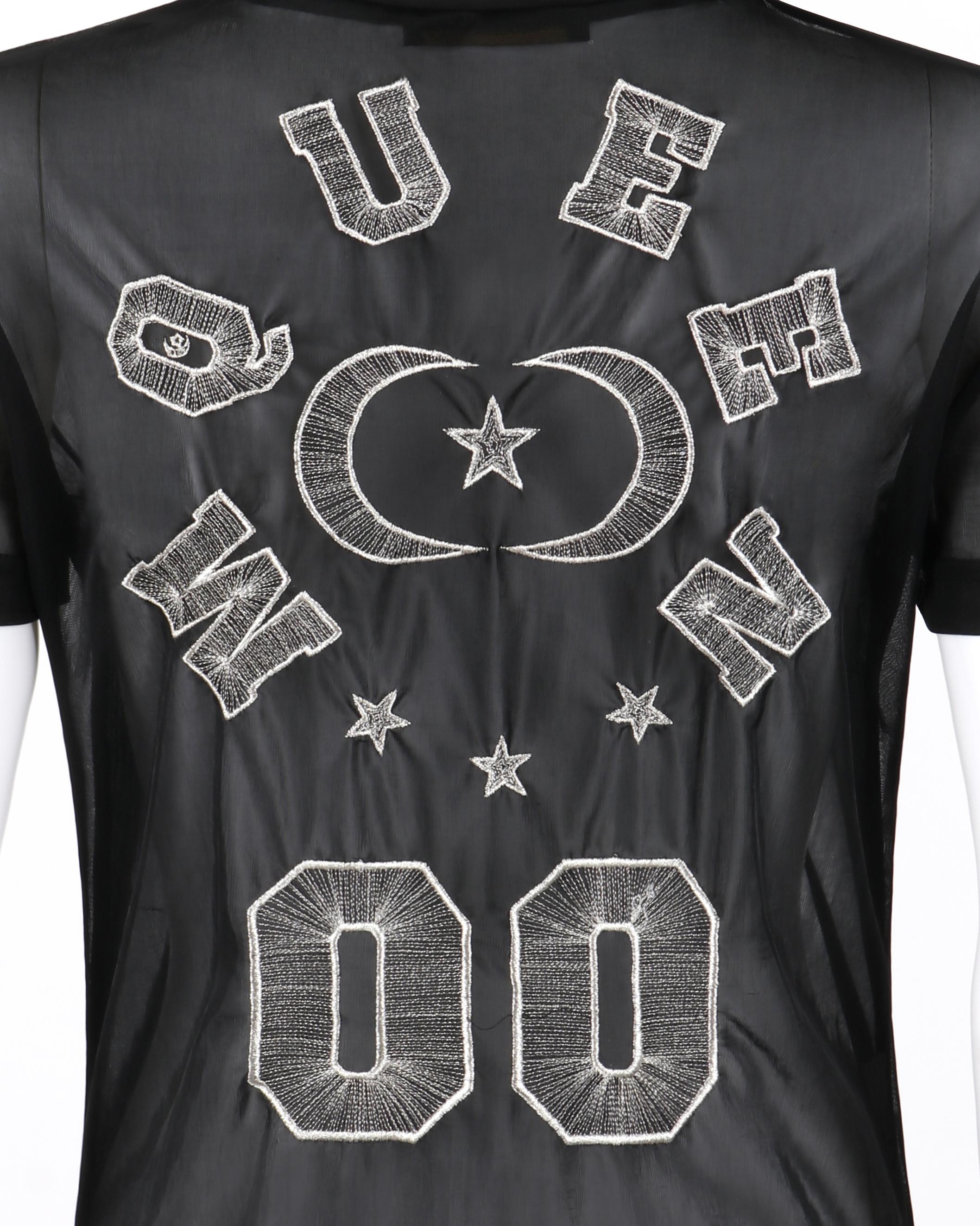 ALEXANDER McQUEEN S/S 2000 “Eye” Black Silver Metallic Athletic Jersey Patch Top For Sale 1