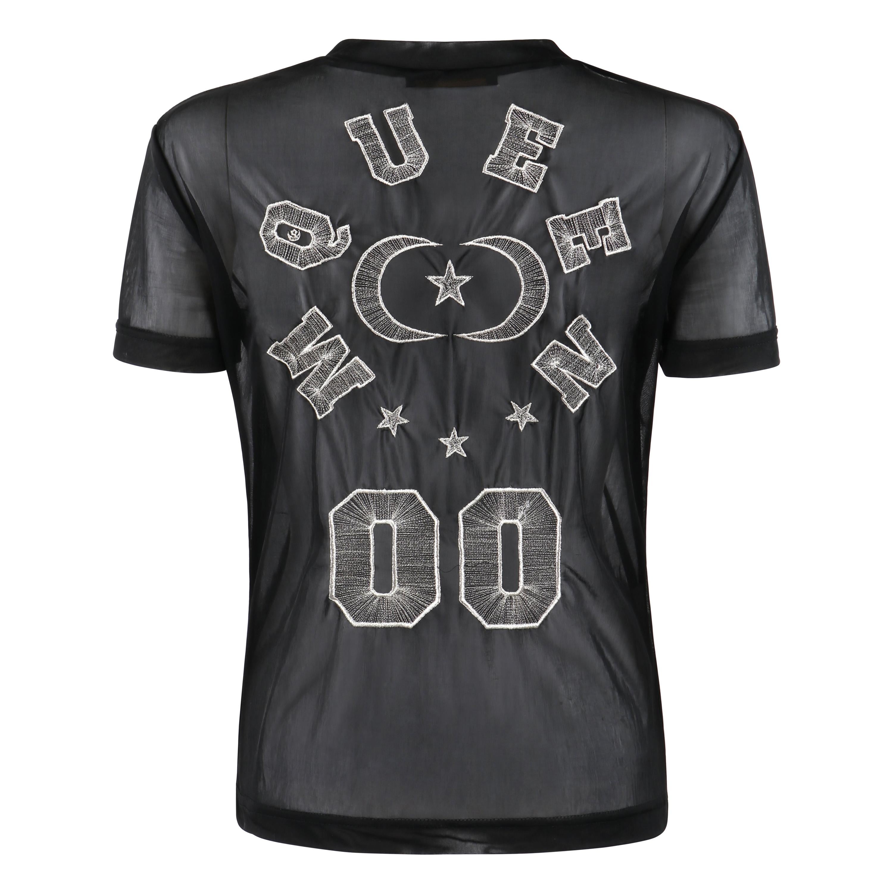 ALEXANDER McQUEEN S/S 2000 “Eye” Black Silver Metallic Athletic Jersey Patch Top For Sale