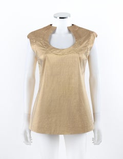 ALEXANDER McQUEEN S/S 2000 "Eye" Gold Metallic Lame Form Fit Cutout Blouse Top