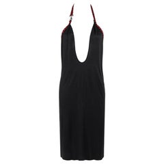 ALEXANDER McQUEEN S/S 2000 "Eye" Red Black Silk Halter Strap Plunge Back Dress