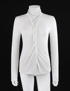 ALEXANDER McQUEEN S/S 2000 “Eye” White Convertible Twisted Front High Neck Top
