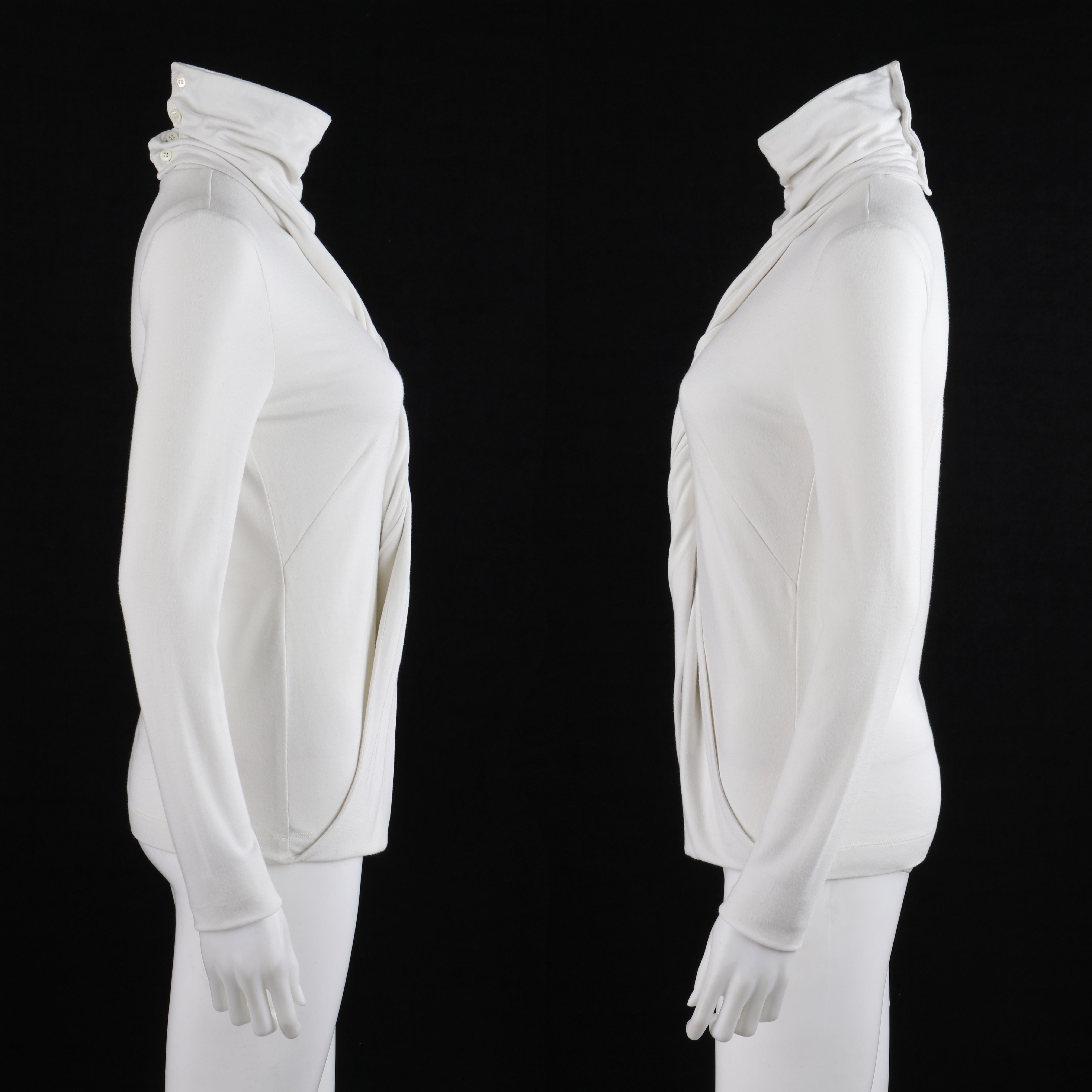 ALEXANDER McQUEEN S/S 2000 “Eye” White Convertible Twisted Front High Neck Top In Good Condition For Sale In Thiensville, WI