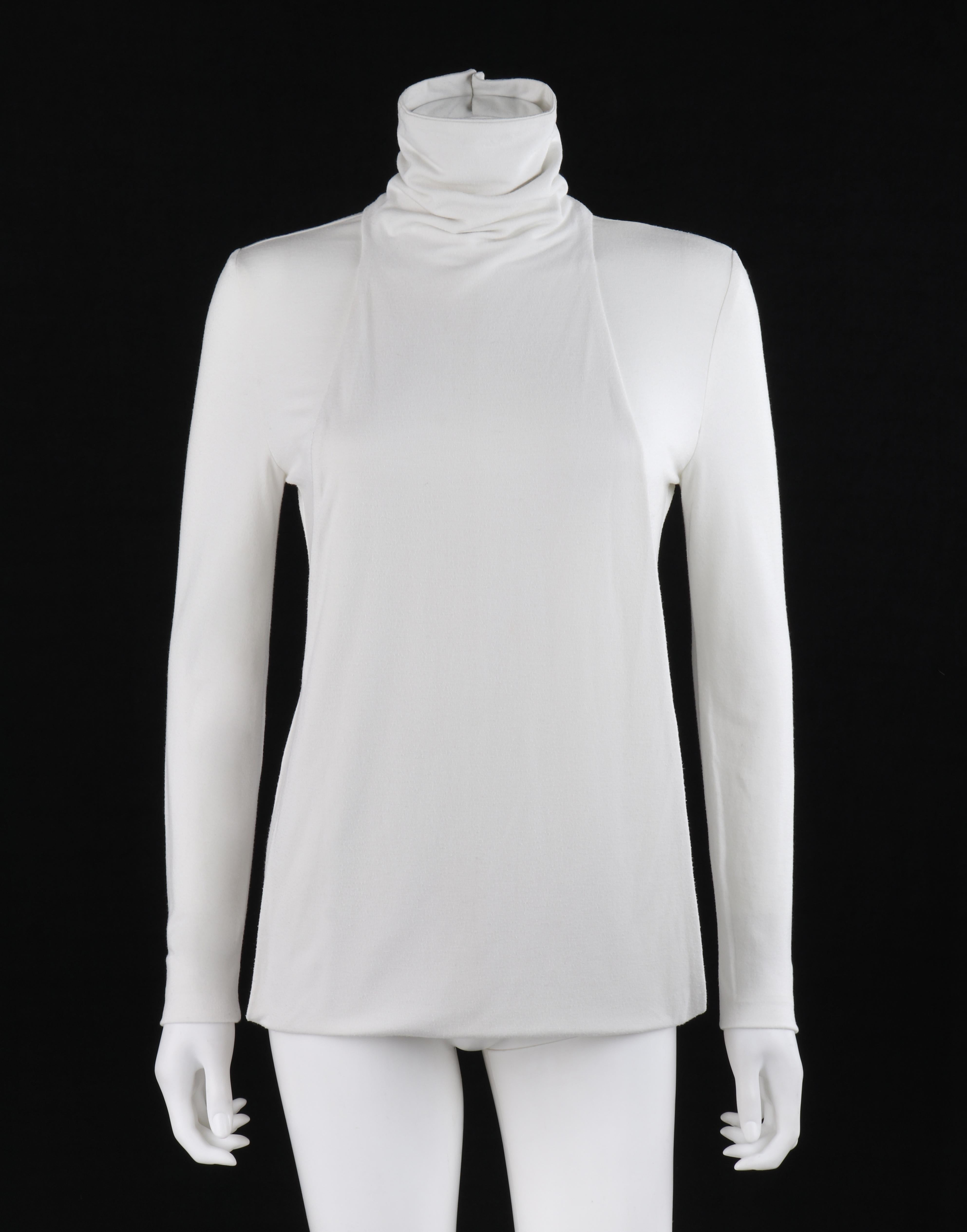 ALEXANDER McQUEEN S/S 2000 “Eye” White Convertible Twisted Front High Neck Top For Sale 1