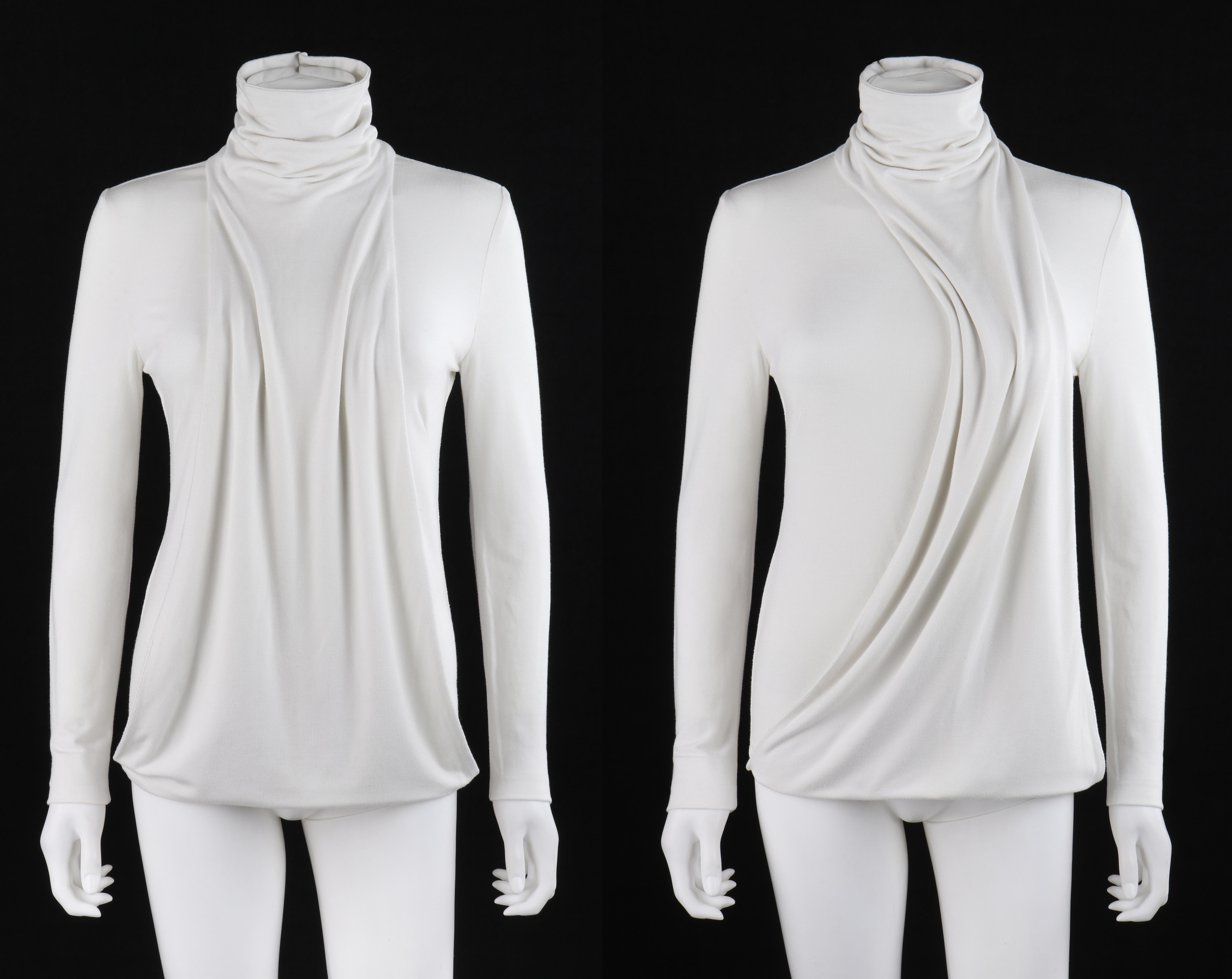 ALEXANDER McQUEEN S/S 2000 “Eye” White Convertible Twisted Front High Neck Top For Sale 2
