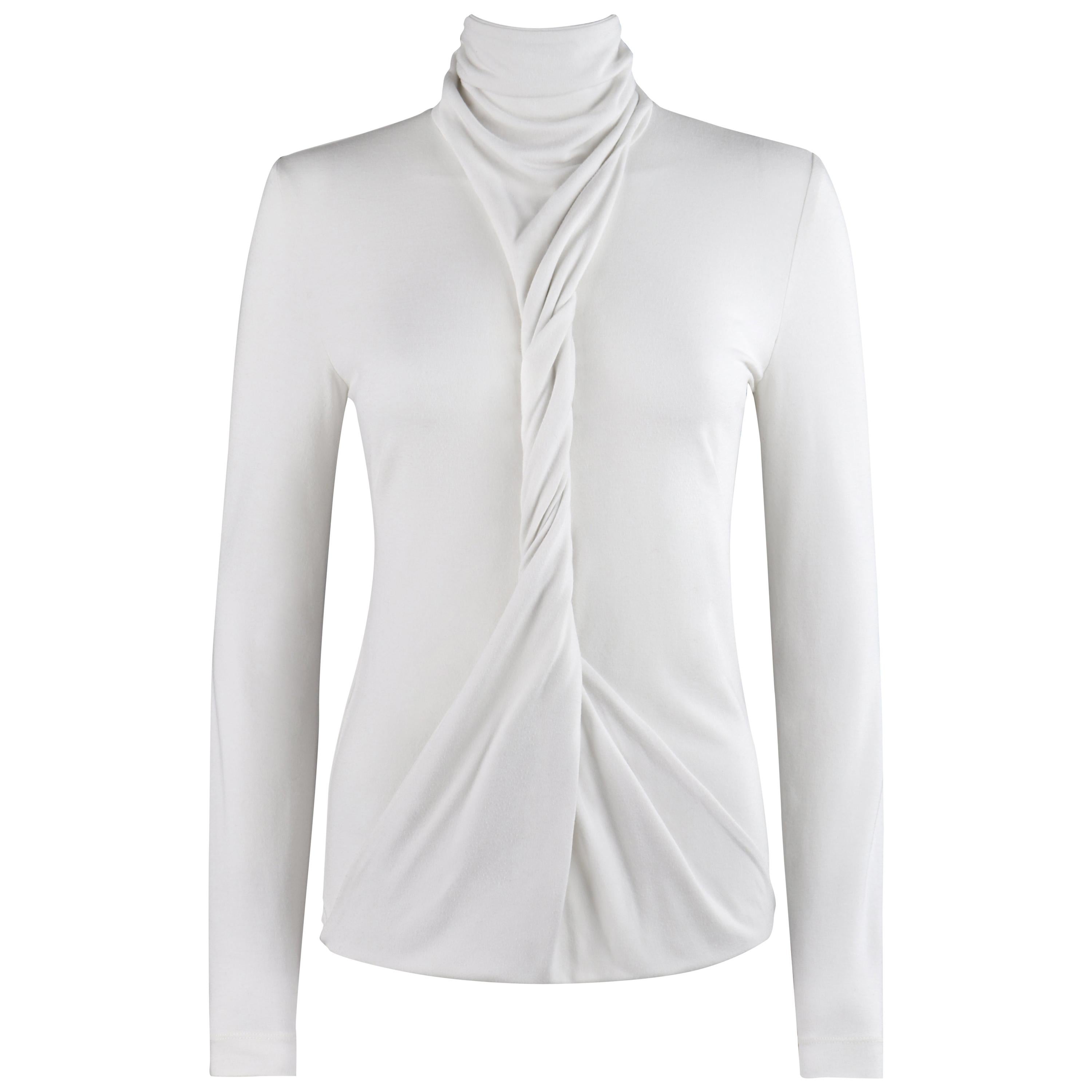 ALEXANDER McQUEEN S/S 2000 “Eye” White Convertible Twisted Front High Neck Top For Sale