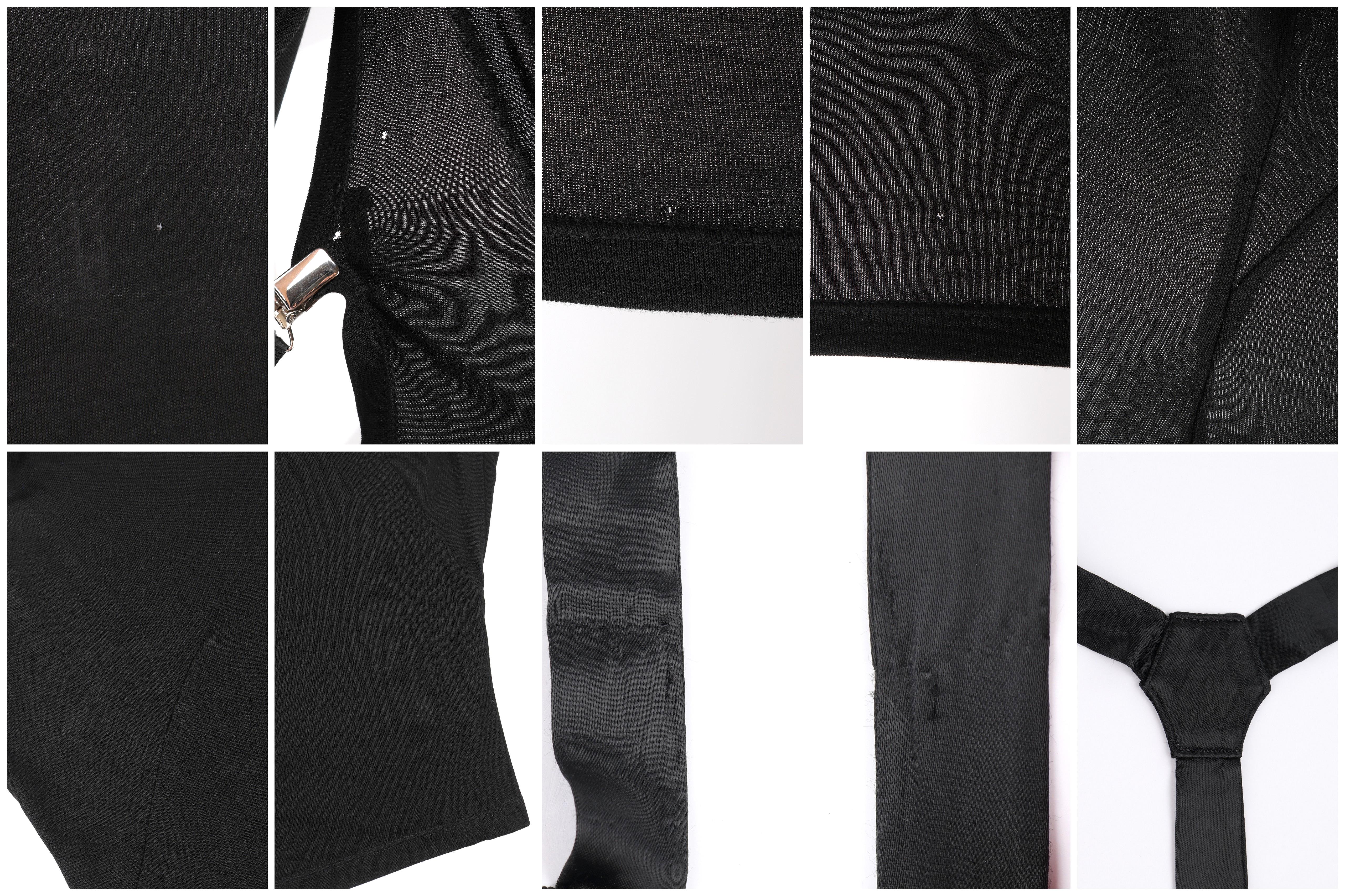  ALEXANDER McQUEEN S/S 2000 Knit Black Cowl Neck Satin Suspender Strap Tank Top For Sale 1