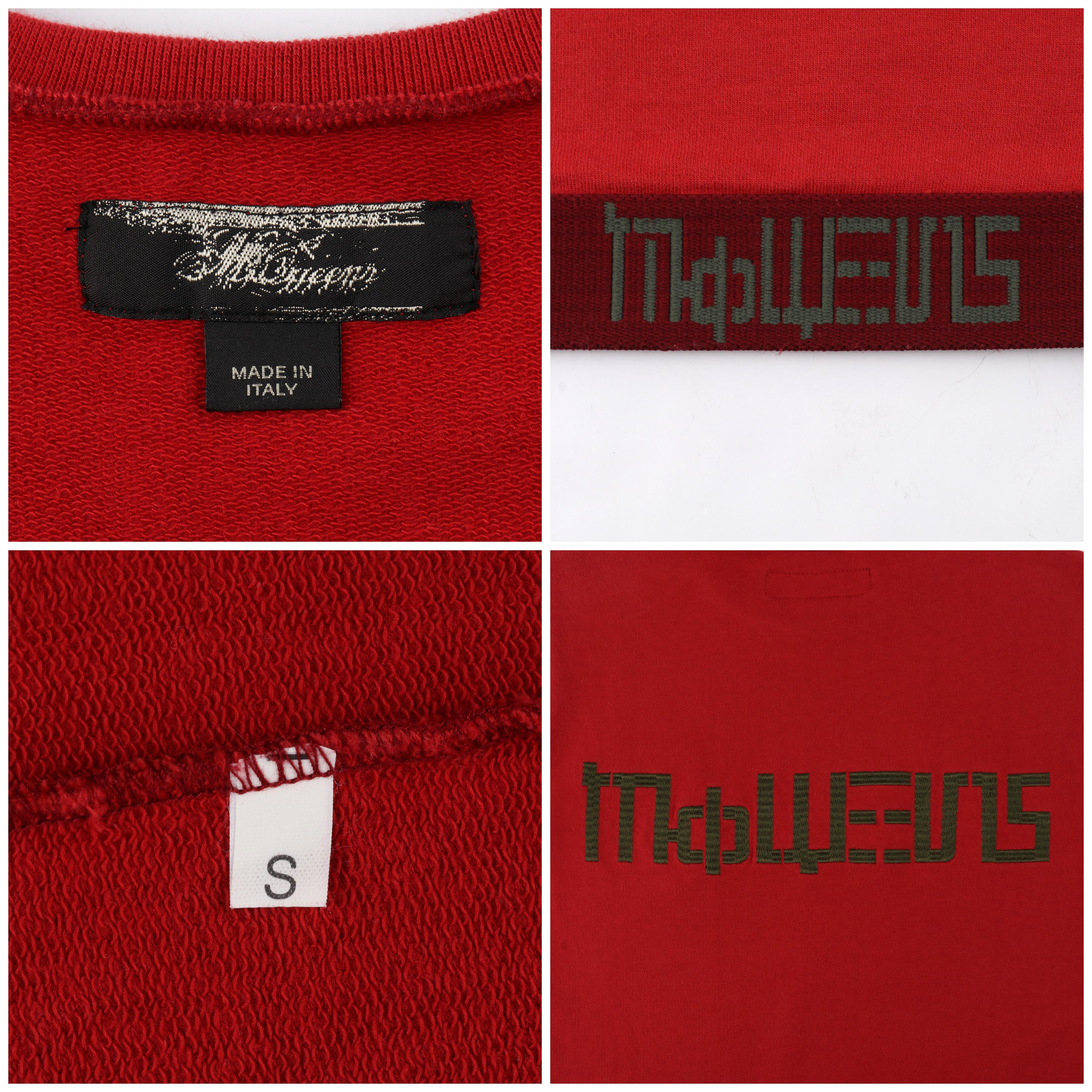 ALEXANDER McQUEEN S/S 2000 Red Cyrillic Pegasus Emblem LS Pullover Sweater Top For Sale 3