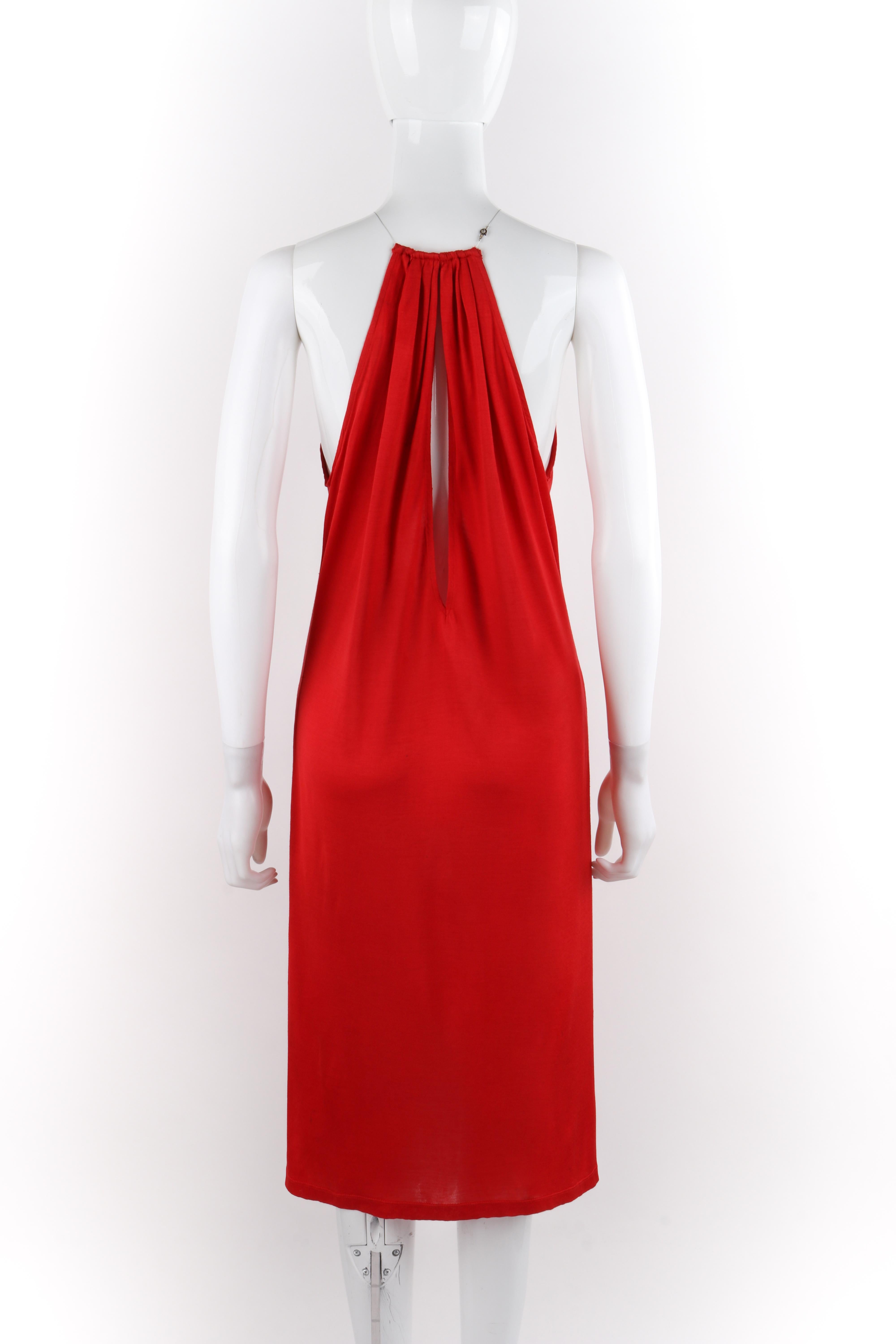 Women's ALEXANDER McQUEEN S/S 2001 “Eye” Red Keyhole Cutout Wire Choker Halter Top Dress For Sale