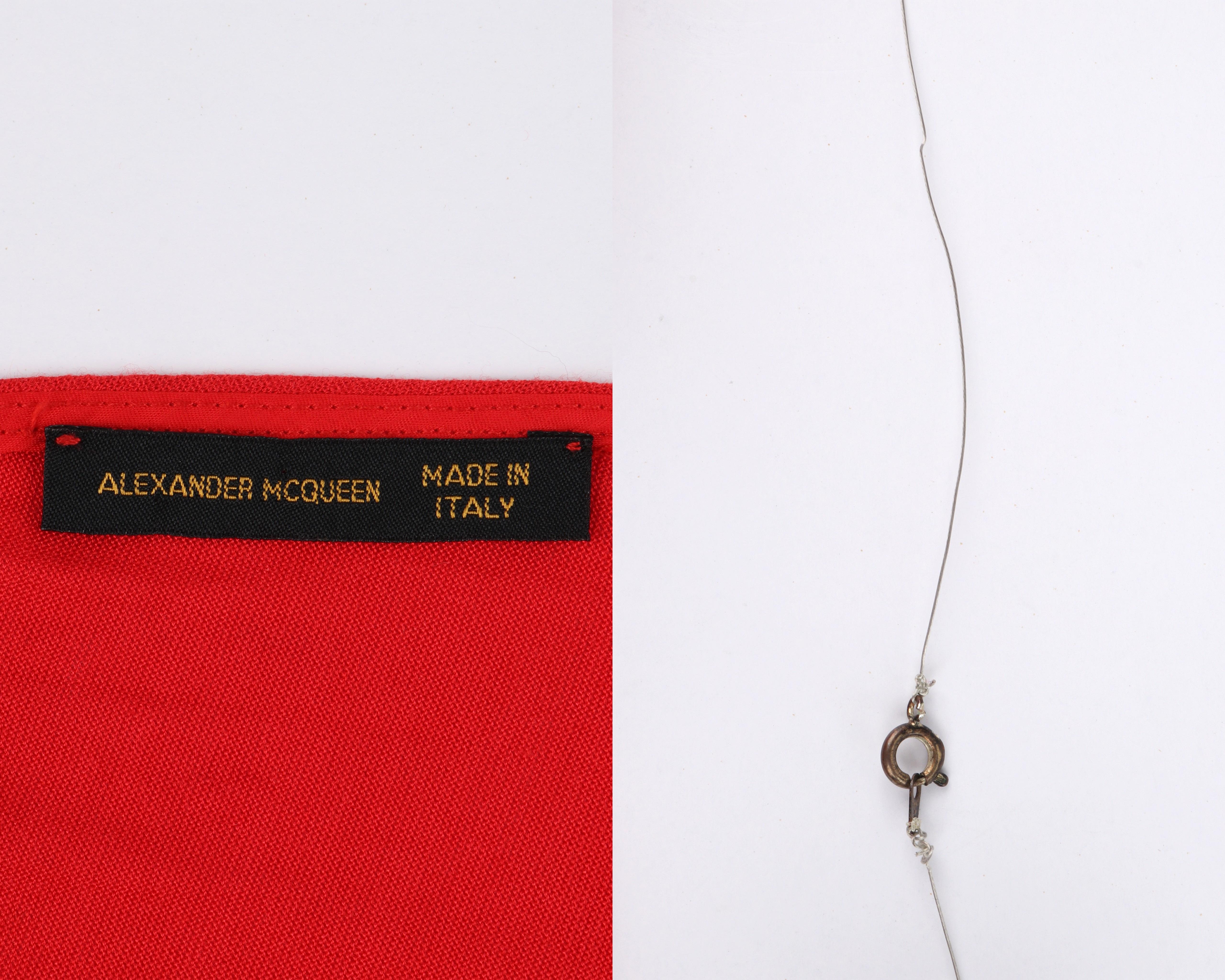 ALEXANDER McQUEEN S/S 2001 “Eye” Red Keyhole Cutout Wire Choker Halter Top Dress For Sale 3